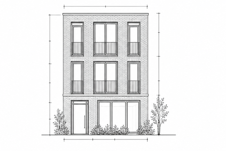 Westkade 14 townhouse architectural elevation